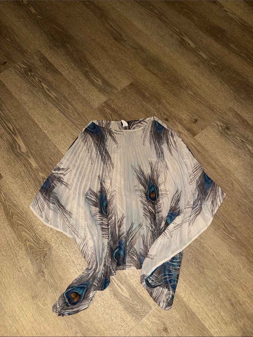 Sheer Peacock Feather Print Women’s Top -